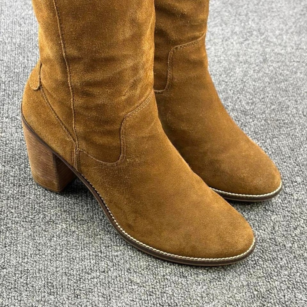 Women's Steve Madden Brown Suede Leather Tall Riding Campus Boots Size 10 B - Picture 4 of 8